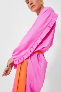 CYNTHIA ROWLEY Pink V-Neck Tie Belt Kaftan -Urban Motion QfzoyHajiJioIosxMiU0ES11eNHKF4Oa 1