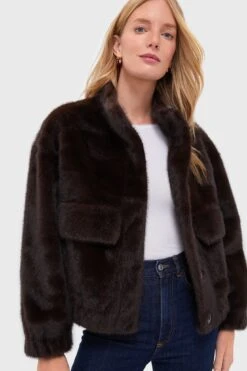 Ba&sh Faux Fur Chocolate Paros Coat