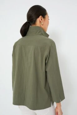 Olive Green Margot Stand Collar Blouse -Urban Motion RhnnWAbPXE8P9cyocnVgb7InlD0WVKHl 1