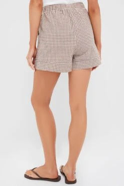 Mocha Cotton Gingham Augusta Shorts -Urban Motion SIenyEZWNWnJCAx9bqswDXkeOAfg9ffE 1