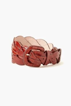 Loeffler Randall Chestnut Deidre Wavy Pieced Belt