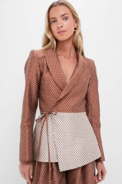 Brown And Cream Rapt Attention Blazer