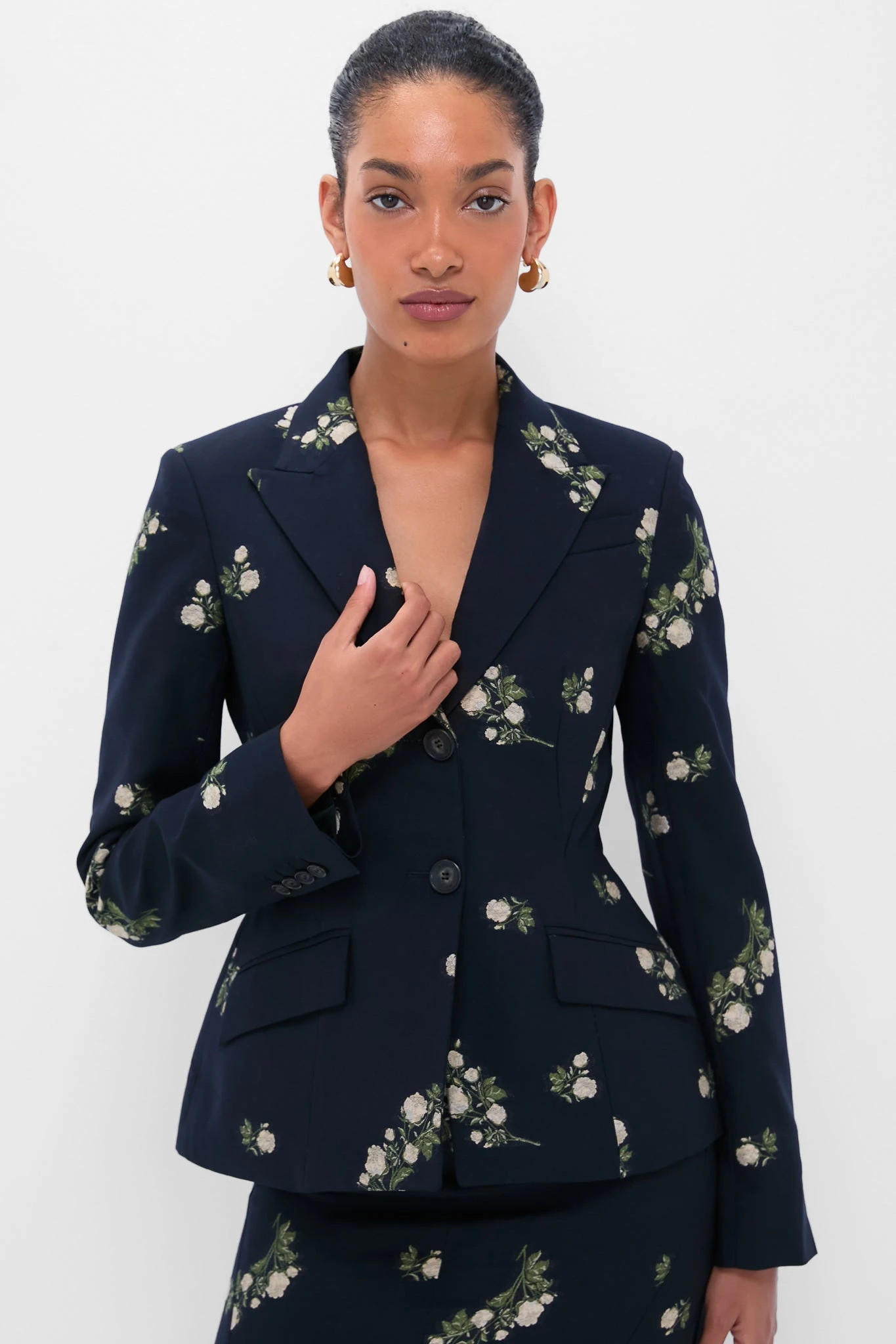 Erdem Midnight Blue Fitted Single Breasted Blazer 3 Erdem Midnight Blue Fitted Single Breasted Blazer