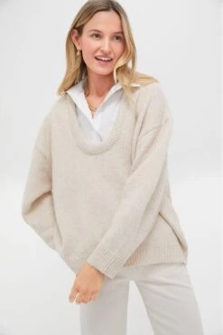 Oatmeal Removable Collar Dickey Sweater