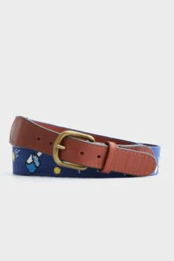 Navy Wacky Pickleball Needlepoint Belt