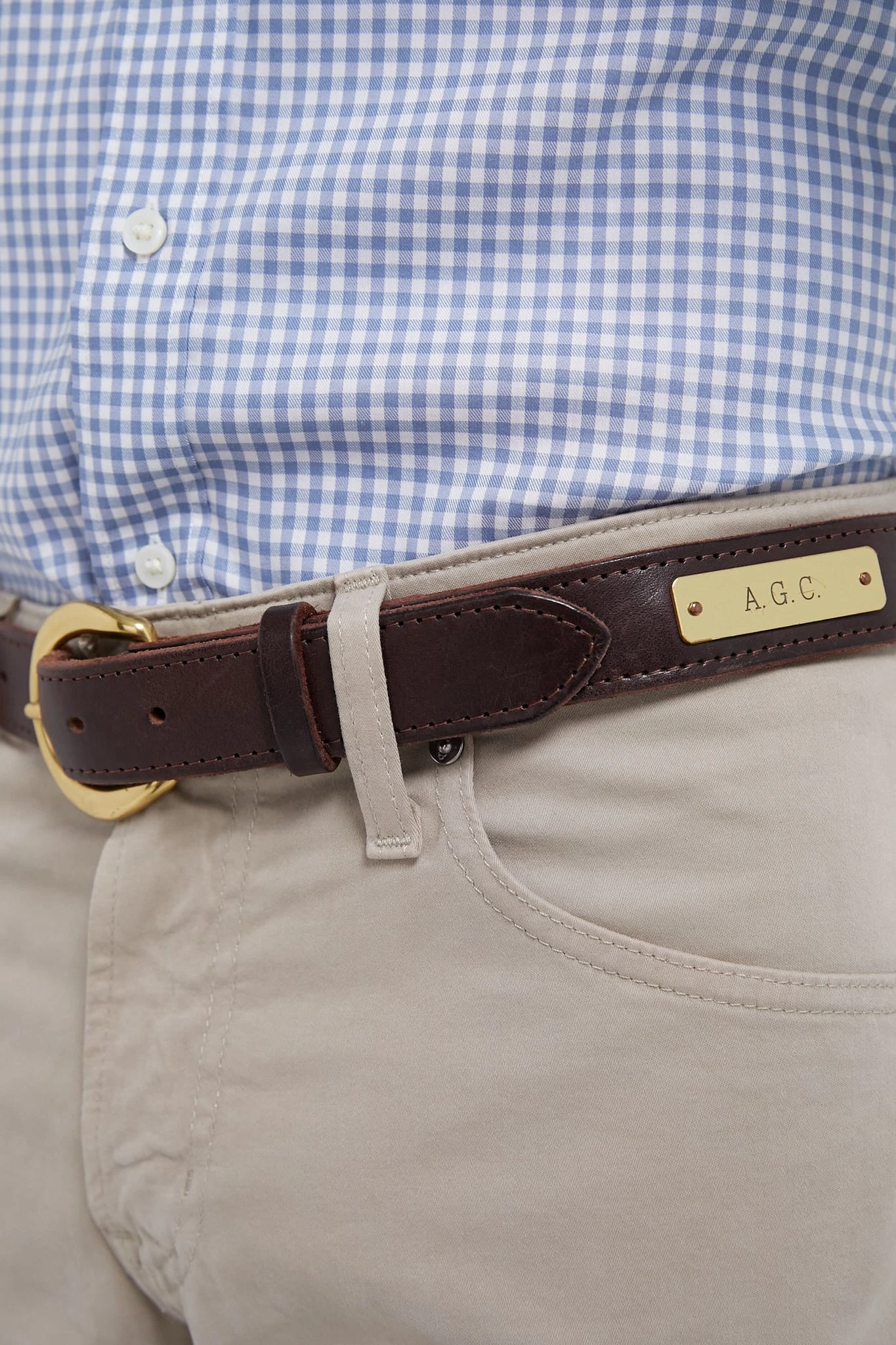 Traditional Brown Custom 1.25" Bridle Leather Belt With Name Plate 4 Traditional Brown Custom 1.25" Bridle Leather Belt With Name Plate - Image 2