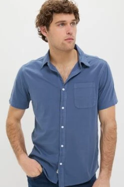 Navy Short Sleeve Saltaire Shirt