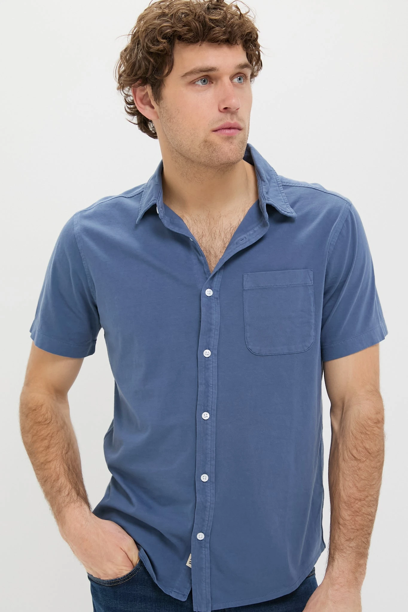 Navy Short Sleeve Saltaire Shirt 3 Navy Short Sleeve Saltaire Shirt