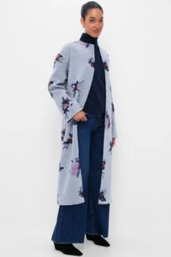 Erdem Painted Rose Grey Melange Oversize Belted Coat -Urban Motion XcU8gi5gT4a9MDdAIGC2myEZz3HXawzW 1