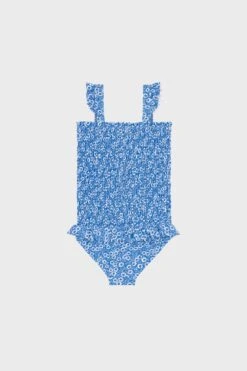 Blue Floral Smocked One Piece With Ruffle Skirt -Urban Motion Xcd60p6x2zF0Fmdo3GaRK9PzrObvCDzn 1