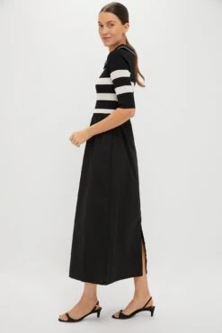 Black And Ivory Stripe Short Sleeve Marina Dress -Urban Motion XqfrNAB1xiDR4mutWlXwXmkwJEVgq1lr 1