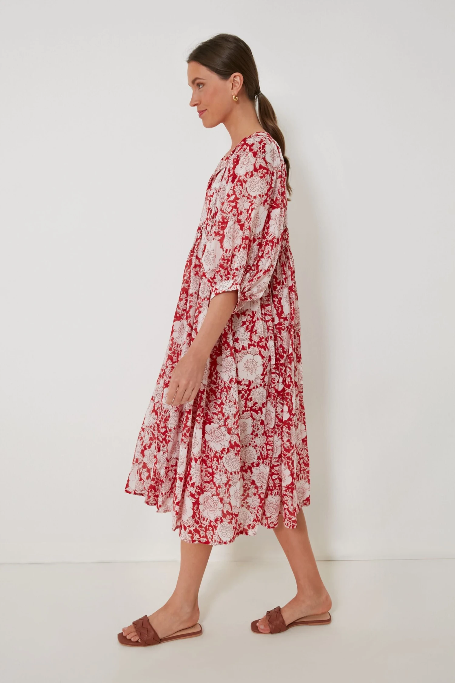 Red And White Flowers Kaala Midi Dress 5 Red And White Flowers Kaala Midi Dress - Image 3