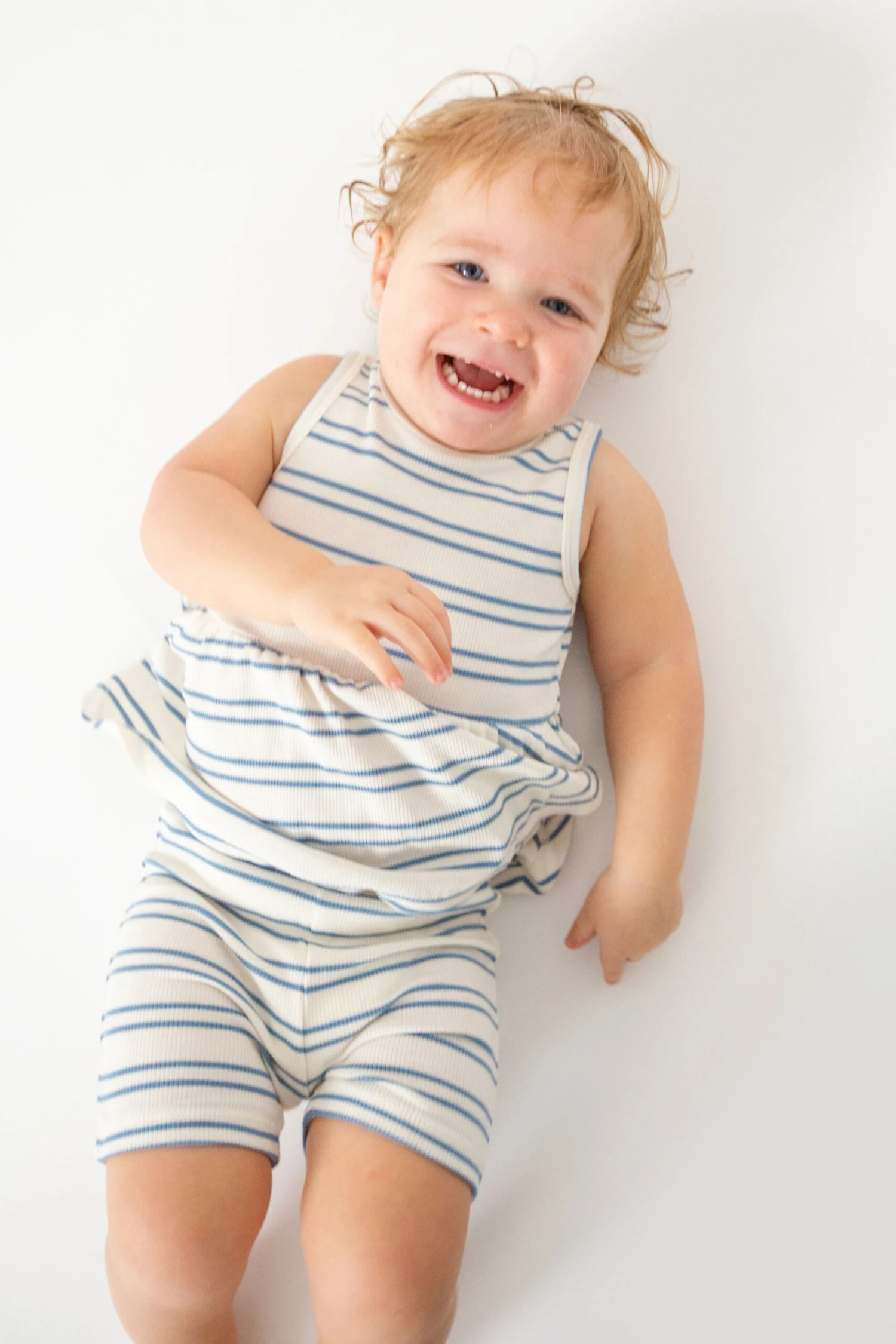 Anchor Stripe Rib Peplum Tank Top And Biker Shorts 4 Anchor Stripe Rib Peplum Tank Top And Biker Shorts - Image 2