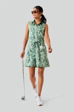 Green Bouquet Sleeveless Alcott Golf Dress