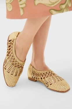 Gold Open Weave Ballet Flats -Urban Motion ZN67zrdBVYjMIKAPifddKvSYgILLsJWe 1