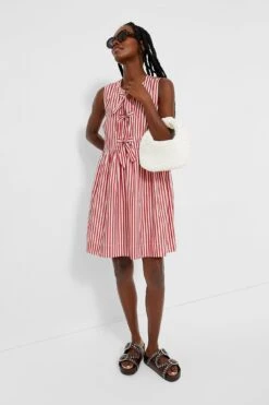Ganni Barbados Cherry Stripe Cotton Mini Bow Tie Dress -Urban Motion ZQrz2kTs9wSVPNp3bauA6DkPkcb0LONO 1