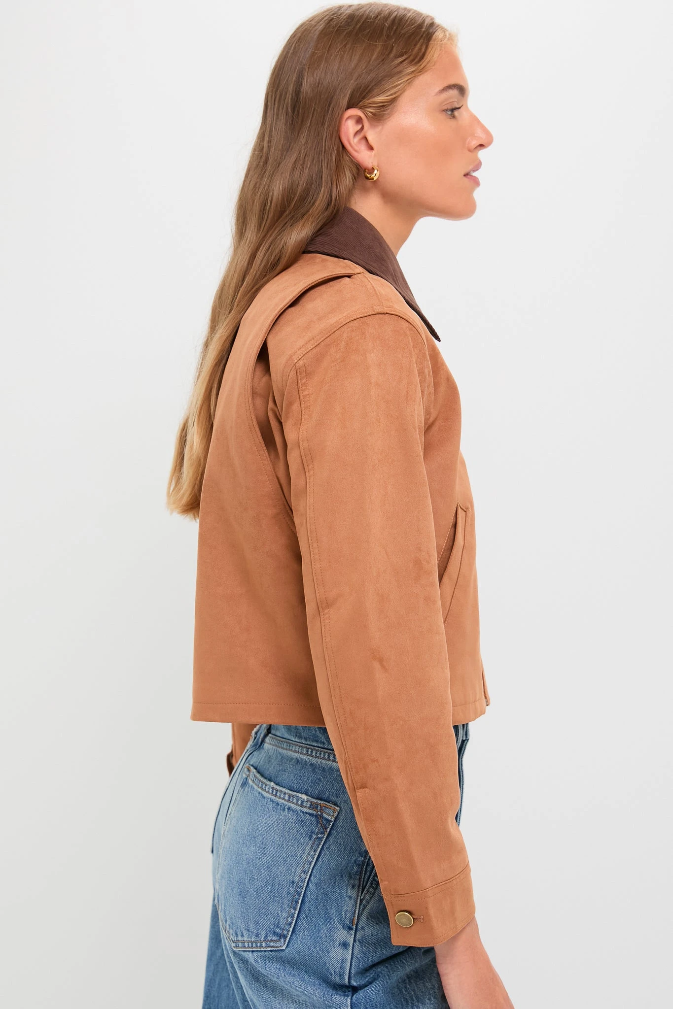 Camel Theo Suede Zip Up Chore Jacket 5 Camel Theo Suede Zip Up Chore Jacket - Image 3