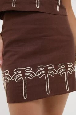 Brown & Cream Embroidery Palm Mini Skirt 12 Brown & Cream Embroidery Palm Mini Skirt -Urban Motion b574xiQqxTZHzySGpnozXnTjtHbEzOTH 1