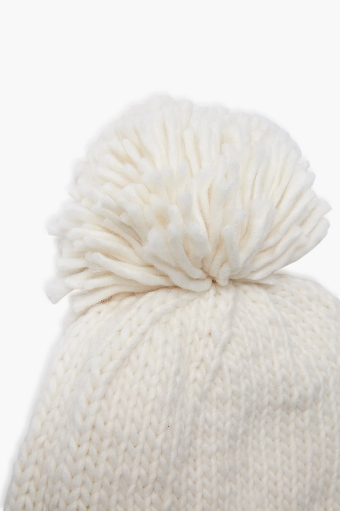 Ivory Hand Knitted Basic Pom Hat 6 Ivory Hand Knitted Basic Pom Hat - Image 4