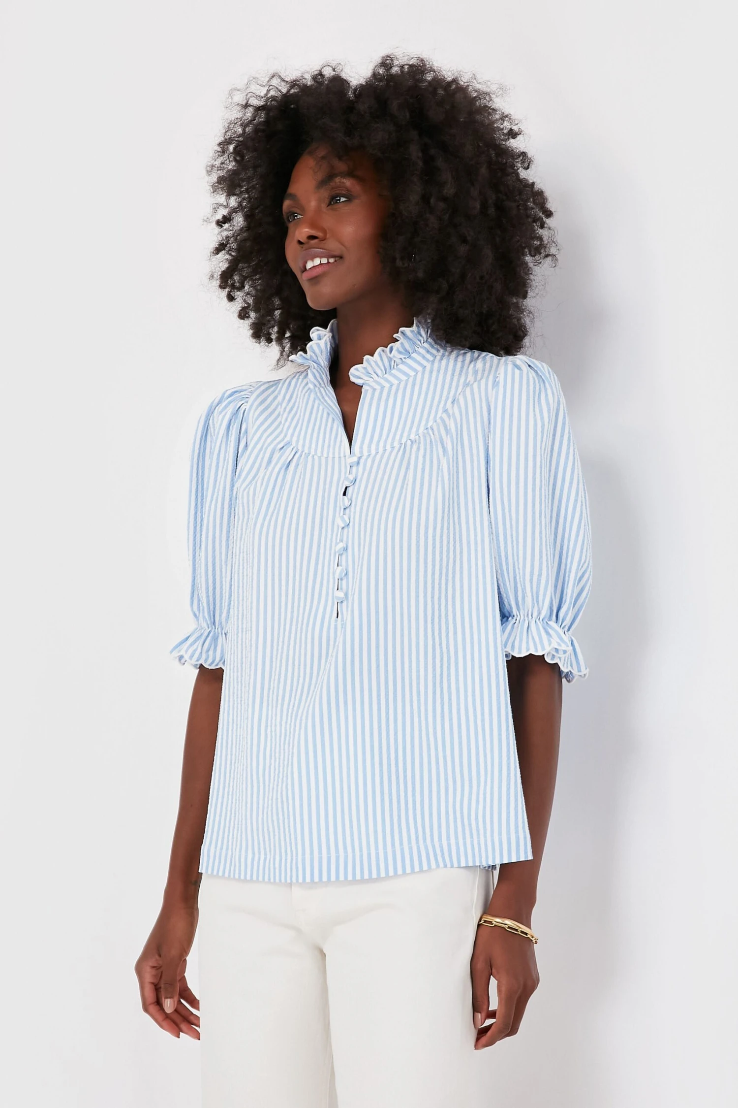 Blue Stripe Selena Blouse 3 Blue Stripe Selena Blouse