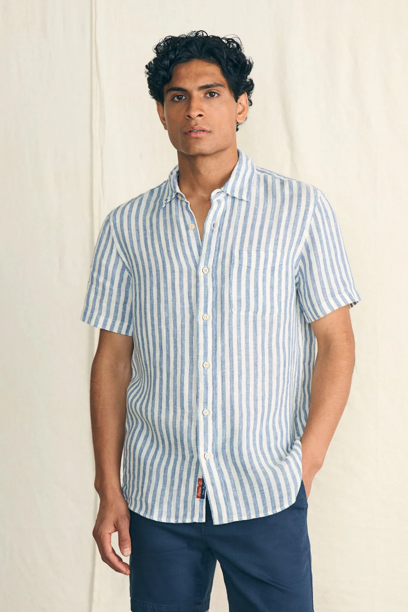 Ivory Stripe Short Sleeve Palma Linen Shirt 3 Ivory Stripe Short Sleeve Palma Linen Shirt