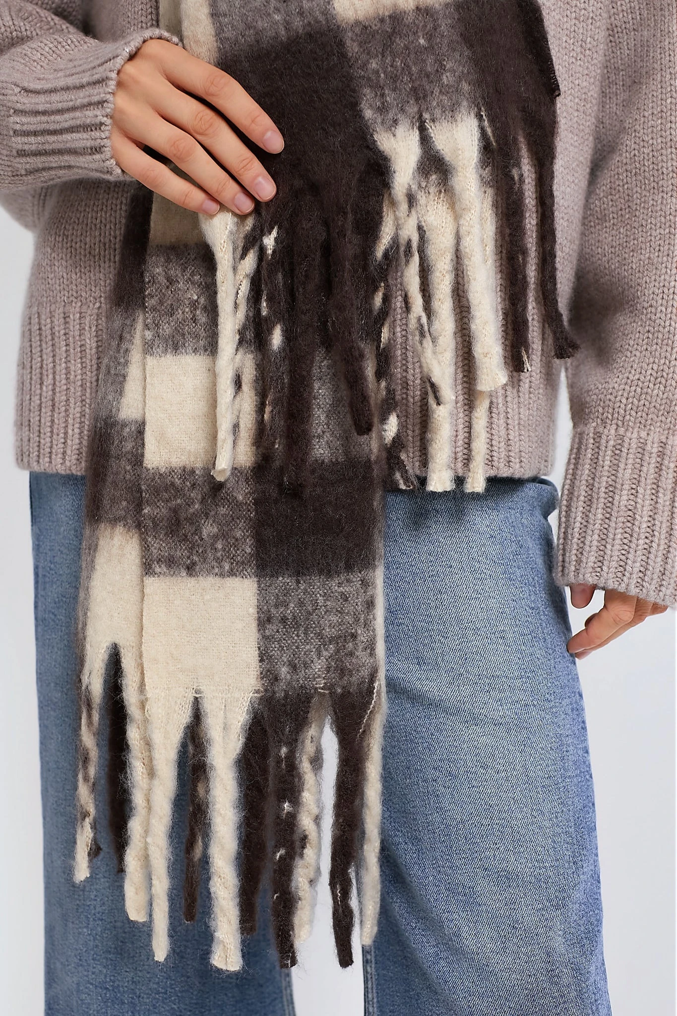 Mocha Plaid Pattern Scarf 5 Mocha Plaid Pattern Scarf - Image 3