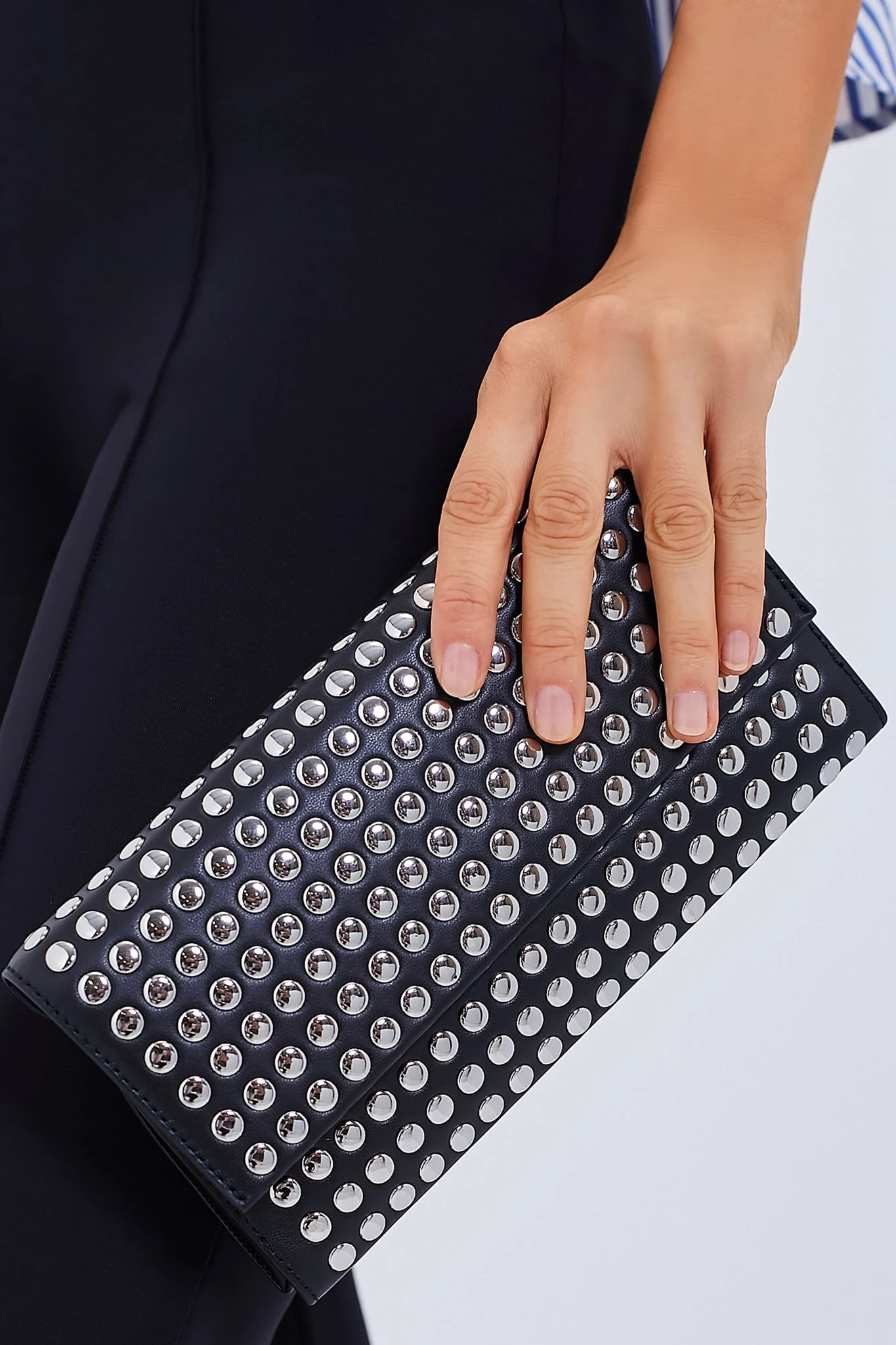 Loeffler Randall Black Silver Studded Charlee Clutch 4 Loeffler Randall Black Silver Studded Charlee Clutch - Image 2