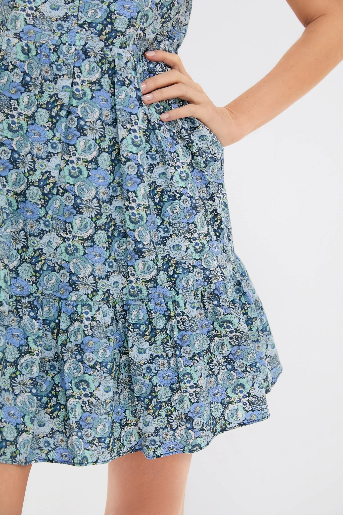 Light Blue Ditsy Floral Zip Front Ellie Mini Dress 7 Light Blue Ditsy Floral Zip Front Ellie Mini Dress - Image 5