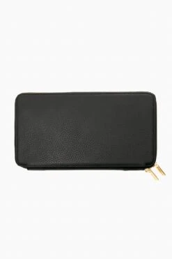 Black Pebble Leather Travel Wallet