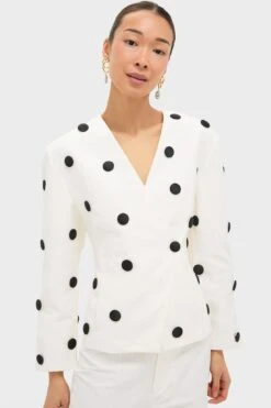 Black And Ecru Aloise Textured Buttons Jacket