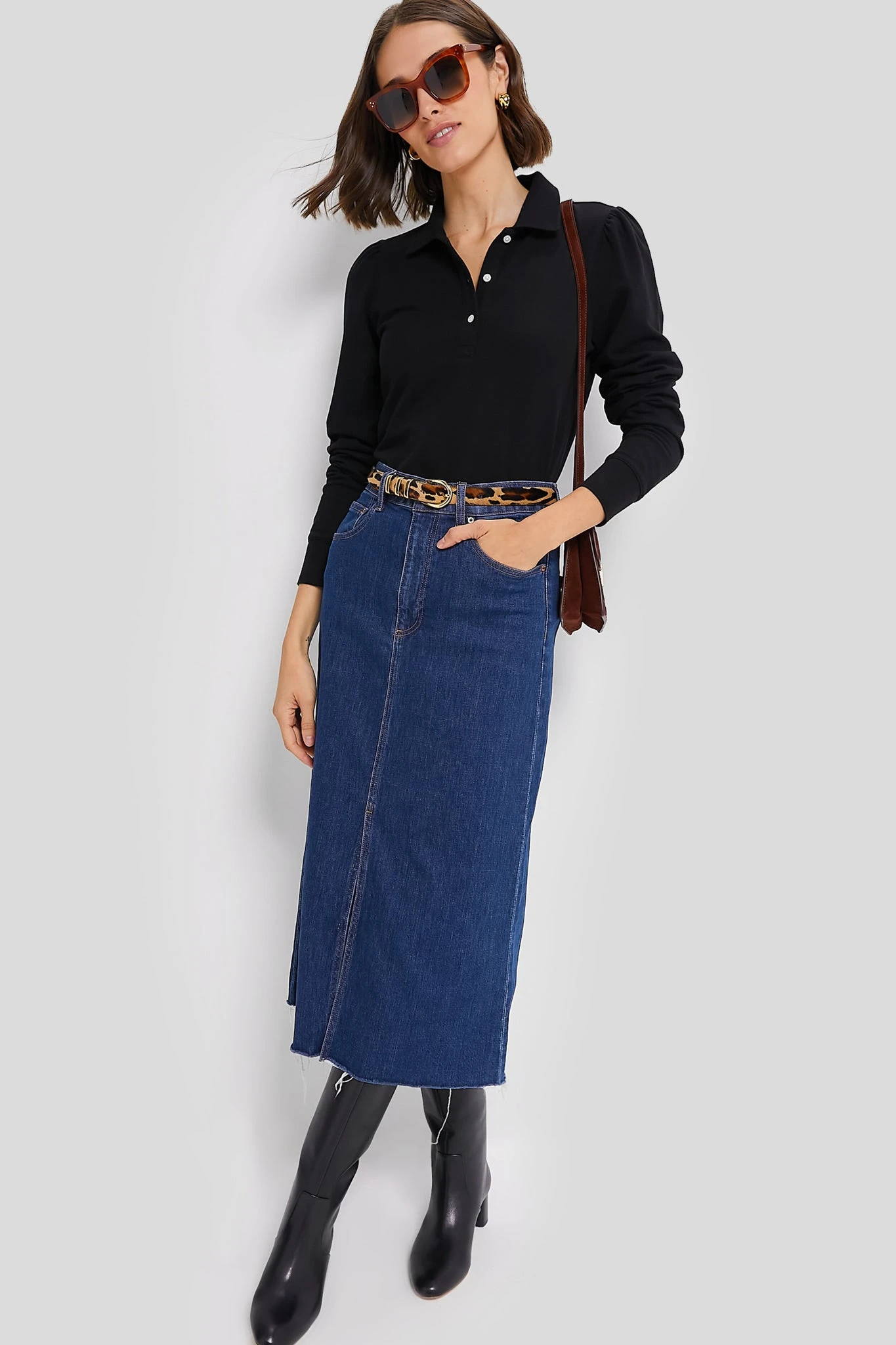 Black Long Sleeve Pique Puff Sleeve Peggy Polo 3 Black Long Sleeve Pique Puff Sleeve Peggy Polo