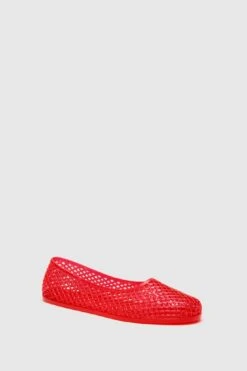 Ancient Greek Sandals Red Iro Jelly Flats