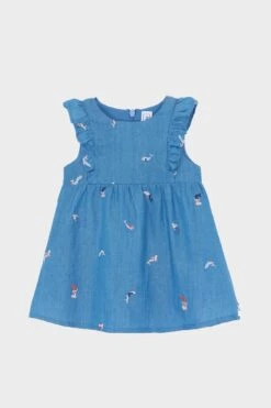 TARTINE ET CHOCOLAT Chambray Mermaid Embroidered Dress