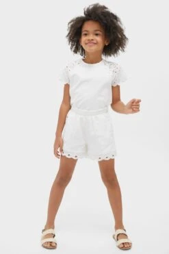 TARTINE ET CHOCOLAT White Eyelet Shorts