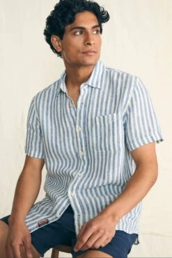 Ivory Stripe Short Sleeve Palma Linen Shirt 15 Ivory Stripe Short Sleeve Palma Linen Shirt -Urban Motion jeBVyjbfZ6DRz1HnN5ahaggjfQ29BXYw 1