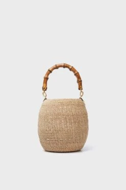 Cream Pot De Miel Bag With Bamboo Handle