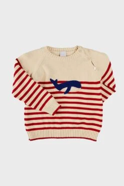 Whale Intarsia Striped Jumper In Red