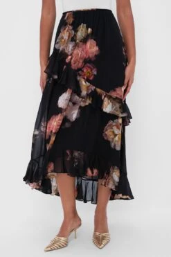 Zimmermann Russet Floral Hypnotic Asymmetric Midi Skirt