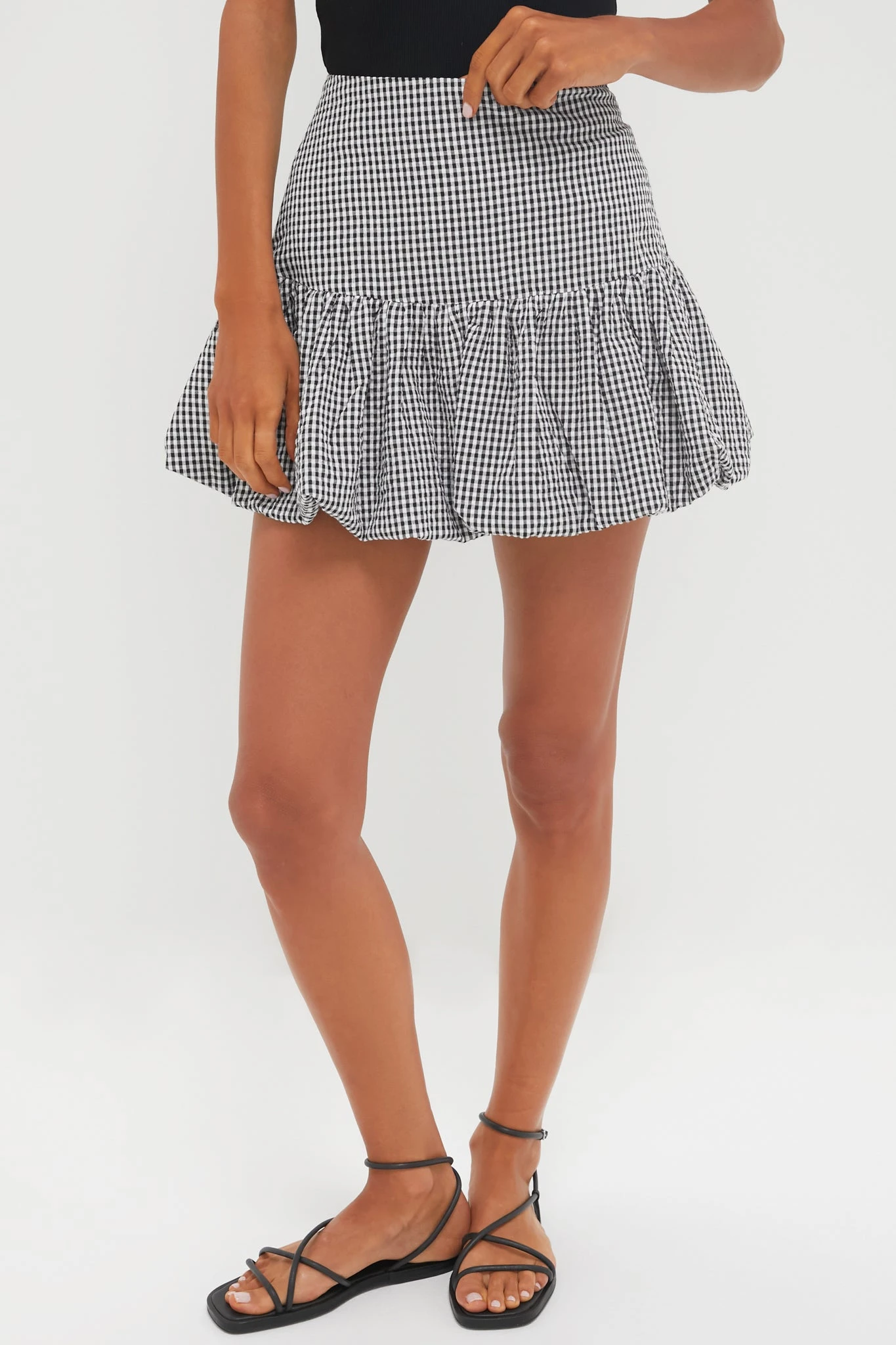 Black Gingham Seersucker Ines Bubble Skirt 3 Black Gingham Seersucker Ines Bubble Skirt