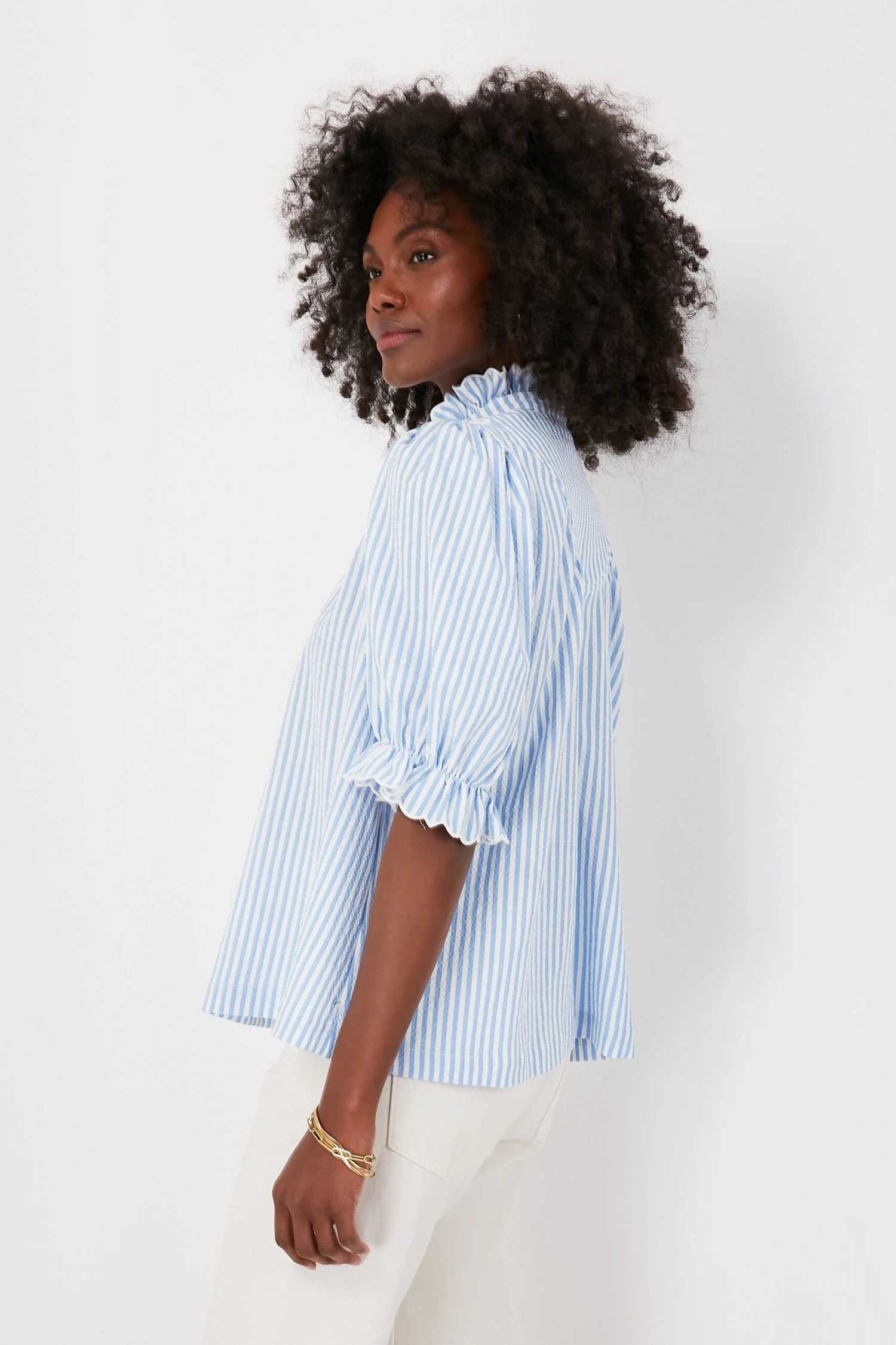 Blue Stripe Selena Blouse 5 Blue Stripe Selena Blouse - Image 3