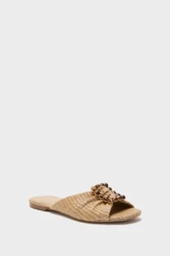 Larroude X Chloe Gosselin Natural Raffia Nova Flat Sandals