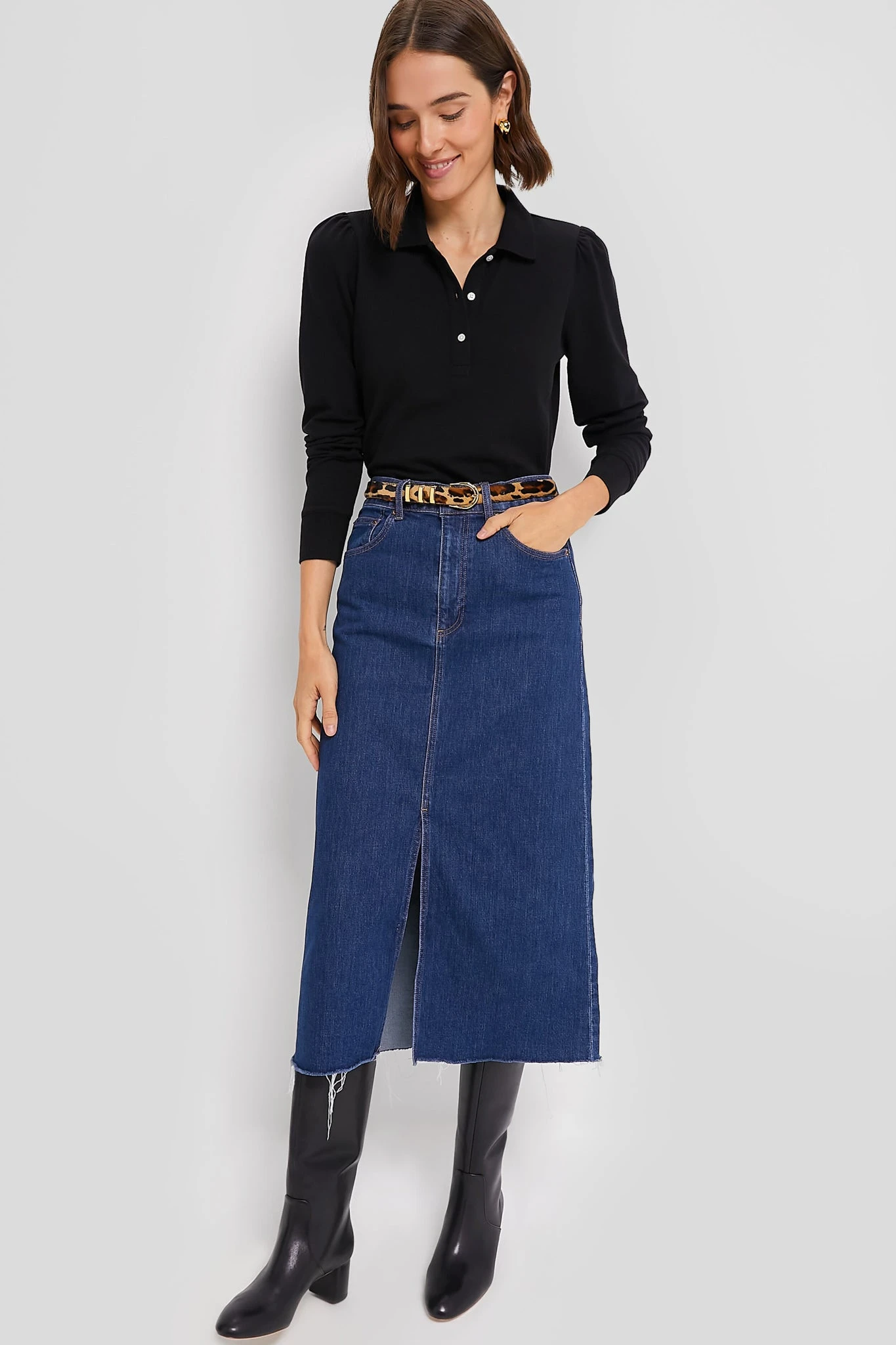 Black Long Sleeve Pique Puff Sleeve Peggy Polo 8 Black Long Sleeve Pique Puff Sleeve Peggy Polo - Image 6