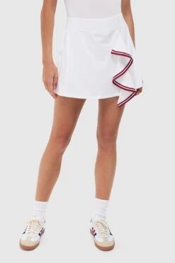 White Faux Wrap 14 Inch Performance Jersey Alexis Tennis Skirt