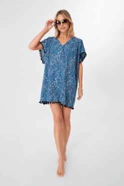Indigo And Onyx Coral Caftan