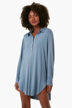 Eberjey Coastal Blue Gisele Boyfriend Sleepshirt