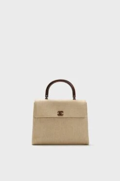 CHANEL Canvas Top Handle Bag