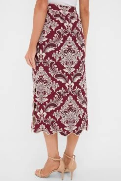 Farm Rio Blush Pink And Burgundy Bicolor Jacquard Waves Midi Skirt -Urban Motion rx626V9gL7JTjVmOvqnecB76qj1YlNpj 1