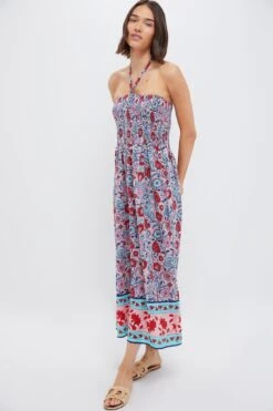 Mauve And Rose Wildflower Smocked Lisbon Caftan