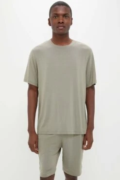 Eberjey Smokey Olive Henry Short PJ Set