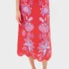 Farm Rio Porcelain Garden Red Midi Skirt